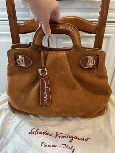 salvatore ferragamo handbag suede 
