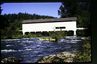 Pengra Covered Bridge, Fall Creek, Oregon in 1971, Kodachrome Slide aa 8-9a