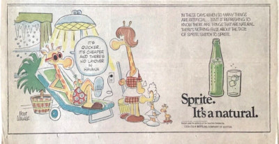 1969 Sunday newspaper ad for Sprite - Giraffe Family, sunlamp in winter