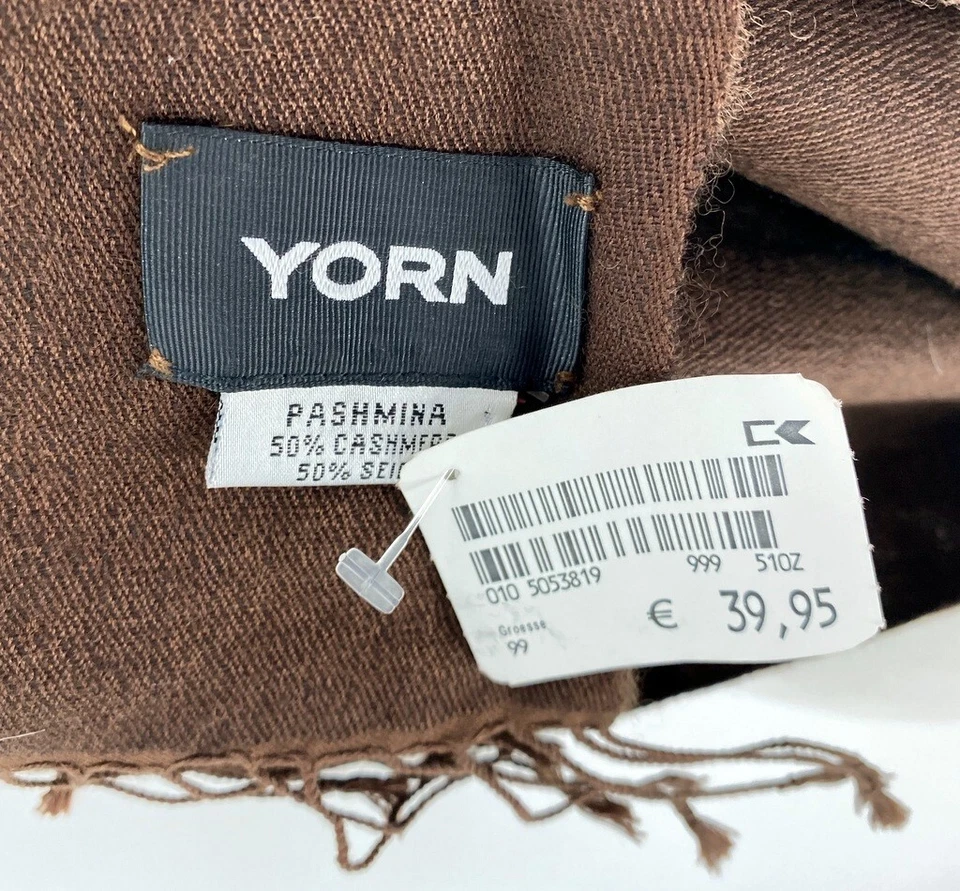 Nuevo Pashmina Cachemira Tela Seda Bufanda Envoltura Marrón Claro Flecos 21" X 75" Foto 4 de 4