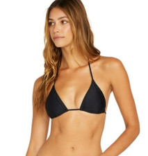 Volcom Juniors Simply Solid Slide Triangle Bikini Top Black Size L