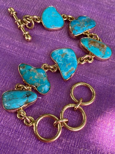 Charles Albert Campo Frio Turquoise & Alchemia Gold Handcrafted Artisan Bracelet - Picture 7 of 22