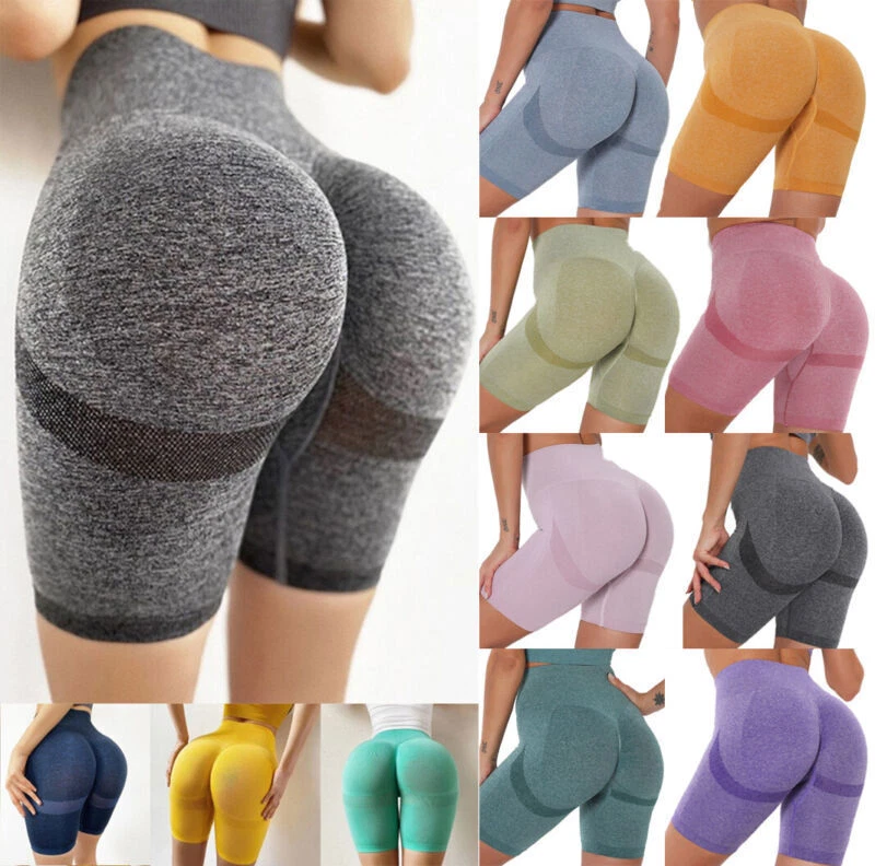 Women High Waist Yoga Shorts Butt Lift Scrunch Gym Workout Pants Sports  Leggings