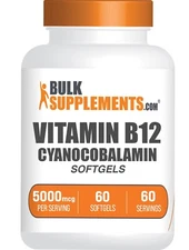 BulkSupplements Vitamin B12 60 Softgels - 5000mcg Per Serving - Energy Boost