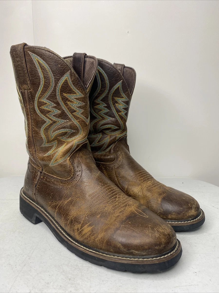 Justin men's stampede square toe work boots sales