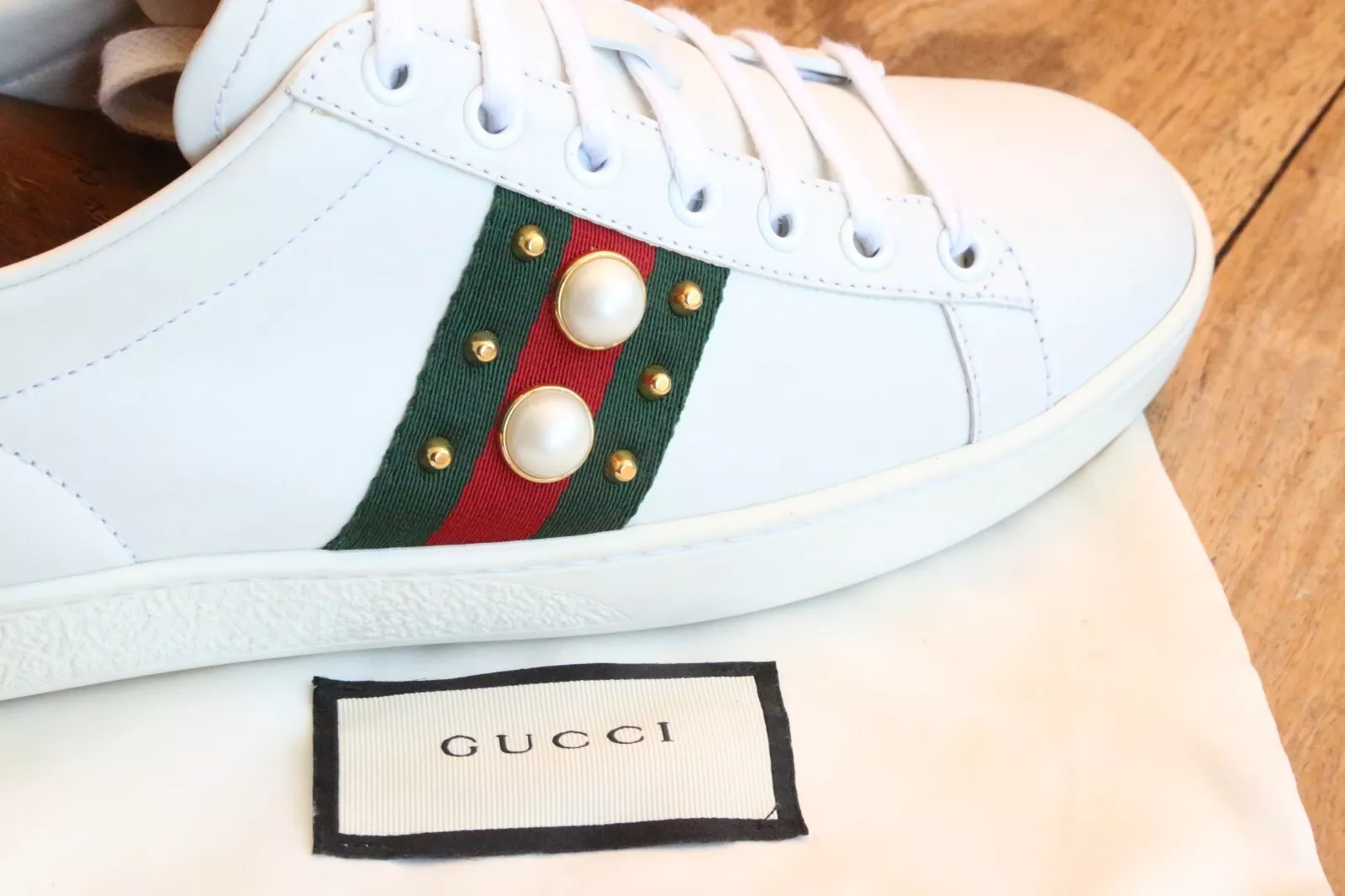 Baskets baskets Gucci Ace en cuir blanc peau de serpent UK 4,5 US 7,5 EU 37,5