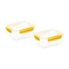 Superio Plastic Food Storage Containers, Airtight Lids, 48 oz., Yellow, 2 pack