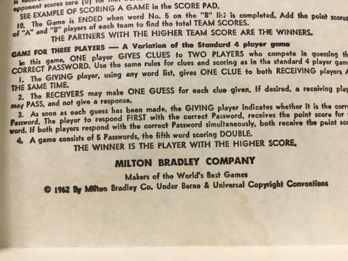 PASSWORD 20th EDITION MB GAME,EXC CONDITION; FREE SHIPPING!!! VINTAGE - Picture 10 of 10