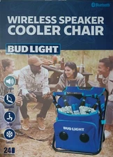 BUD LIGHT Blue Chair Cooler with Built in Bluetooth Speaker