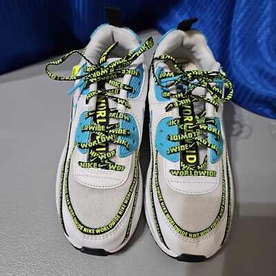 Nike Air Max 90 SE Worldwide Pack GS Size 4Y Blue Fury Volt