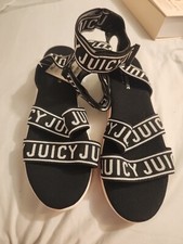 Juicy Couture Impulse Wedge Sandals Strappy Ankle Logo Sz 10 NEW