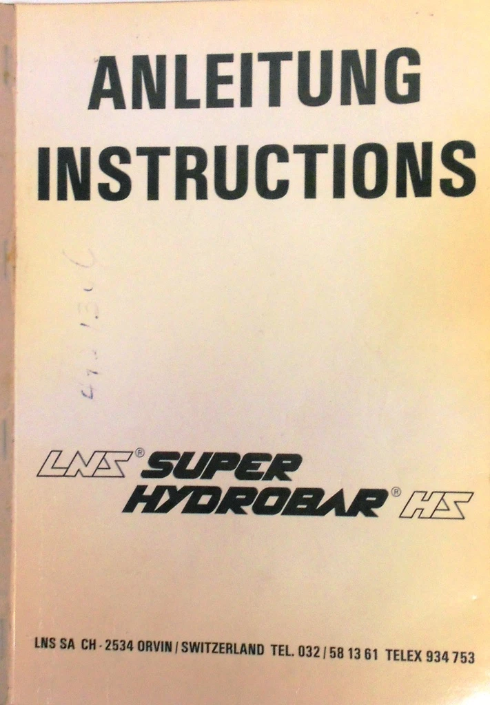 ANLEITUNG INSTRUCTIONS LNS SUPER HYDROBAR HS