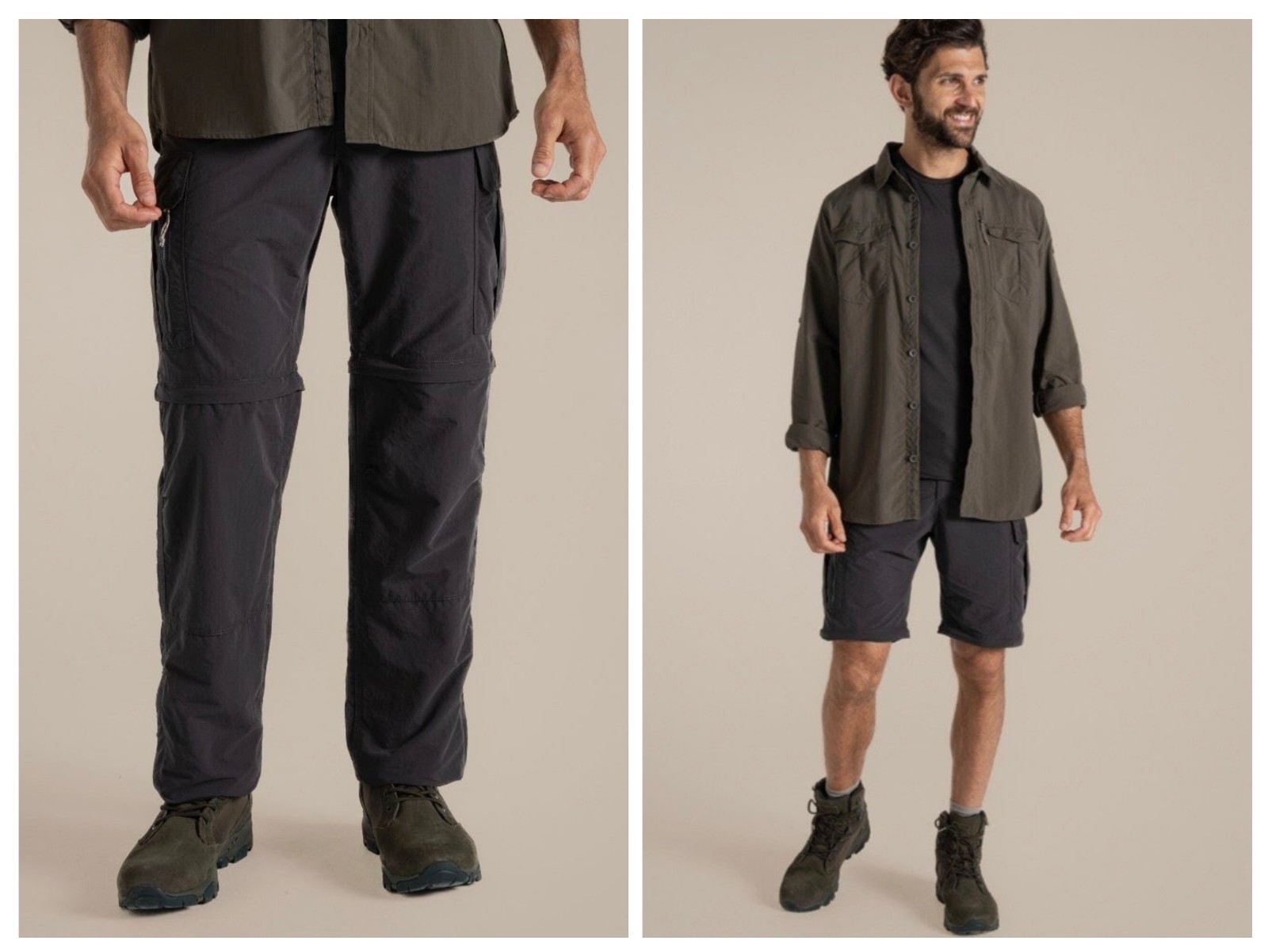 CRAGHOPPERS BNWT W38 L30 BLACK MENS NOSILIFE CONVERTIBLE TROUSERS SHORTS RRP £90