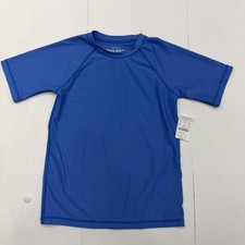 Crewcuts Rash Guard Swim Shirt Kids M Blue UPF 50 Short Sleeve Sun Protection