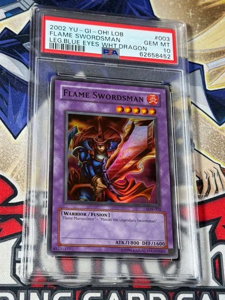 Yugioh 2002 PSA 10 Flame Swordsman LOB-003 Super Rare Unlimited Original - Image 2 of 4