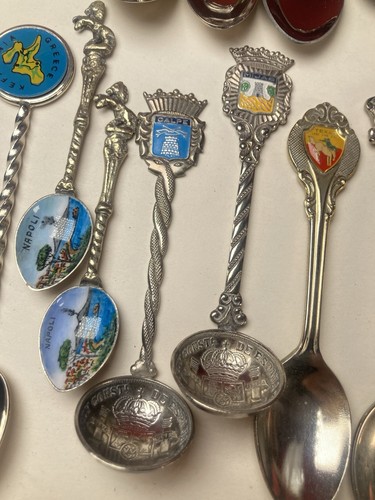Vintage Souvenir Tourist Spoons Lot x 70 Silver Plated Nickel Silver Enamel Etc - Picture 6 of 12