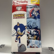 NEW Sonic The Hedgehog Boys' 5pk 100 Cotton Multicolor Brief Underwear Size 8