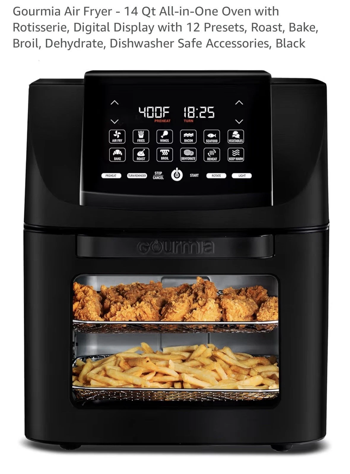 Air Fryer - 14 Qt All-in-One Oven with Rotisserie, Digital Display with Black
Opens in a new window 