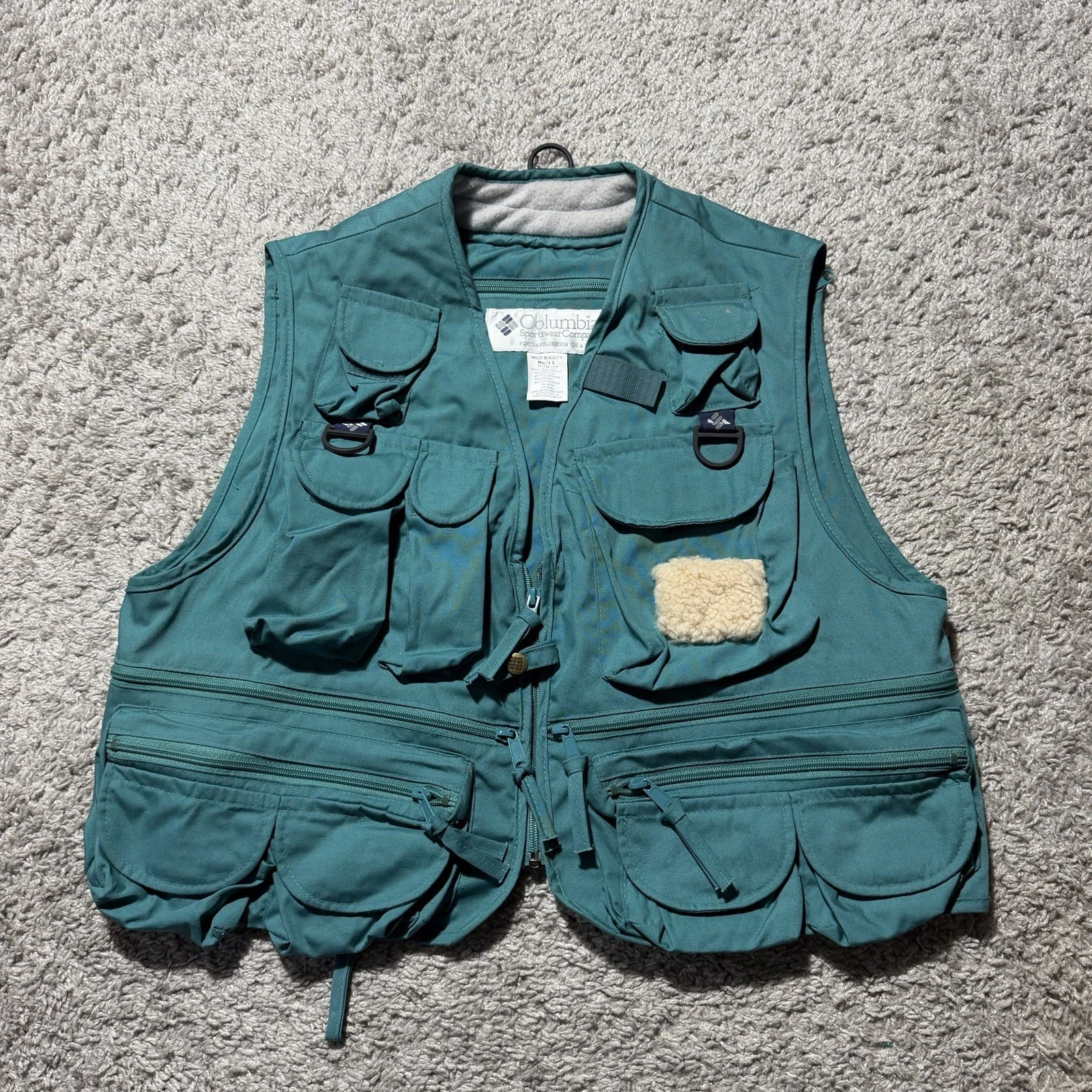 Vintage 90s Columbia Sportswear Fishing Tactical Vest Mens Size Large Green Teal
