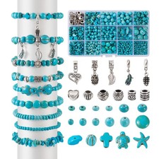 Beadthoven DIY Turquoise Beads Jewelry Making Kit 820pcs Mix Blue Turquoise R...