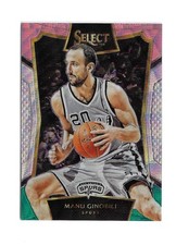 2015-16 Panini Select Basketball Manu Ginobili Pink- Silver And Green Prizm