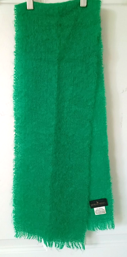 Bufanda Cuello Mezcla Mohair Lana Años 70 De Colección Verde Esmeralda Límite Aguas Gran Bretaña - Imagen 4 de 4