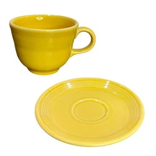 Fiesta Tea Cup & Saucer Set Sunflower Yellow Homer Laughlin USA Replacement 