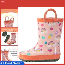 Kids Rain Boots Waterproof Rubber Toddler Rainboots with Handles for Girls Boys