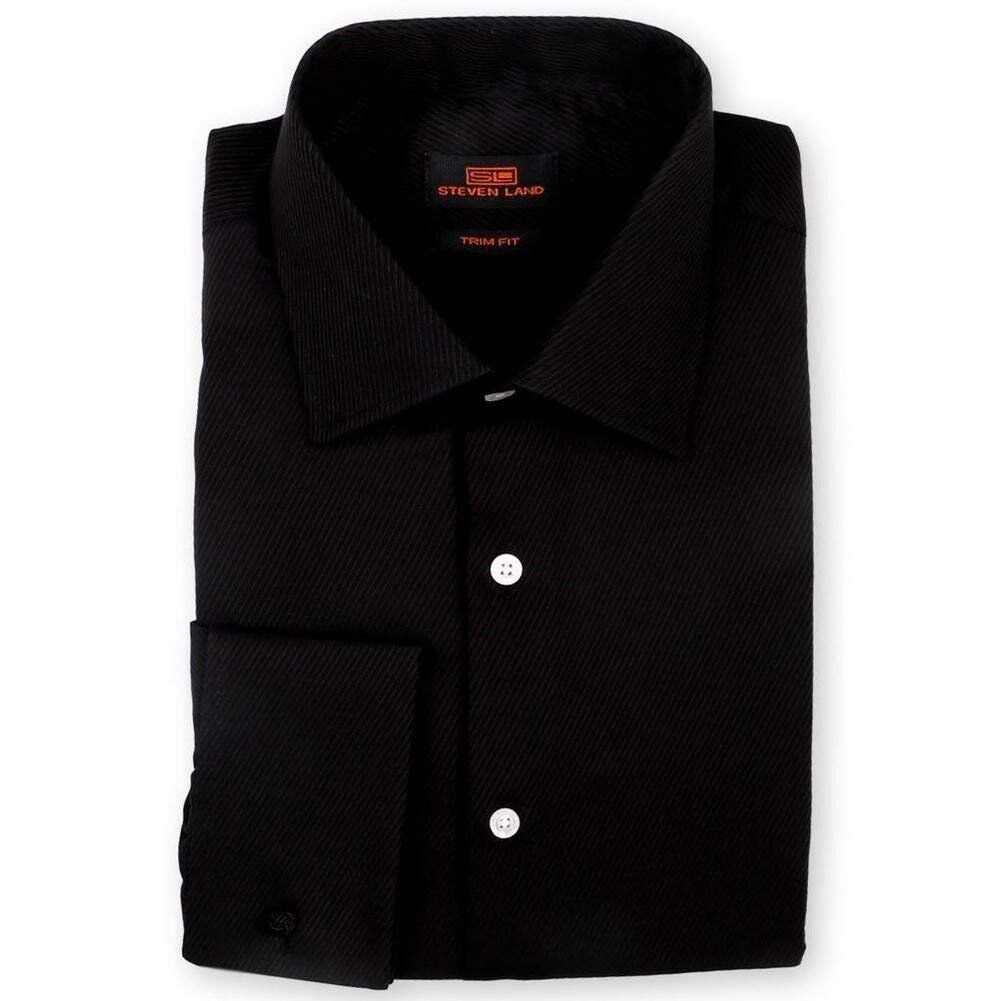 Steven Land Men's Trim-Fit French Cuff Tonal Twill Print Dress Shirt  CLEARANCE | eBay