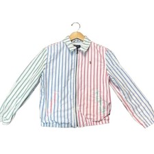 Polo Ralph Lauren Colorful Striped Color Block Polo Youth Jacket Size M 10-12 