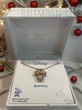 Disney Minnie Mouse Bowtiful Necklace Fine Silver Plated Gift Box Jewelry