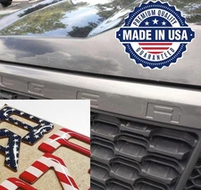 COMPATIBLE WITH 2019 2020 2021 2022 23 DOMED RAISED US FLAG FRONT GRILLE LETTERS