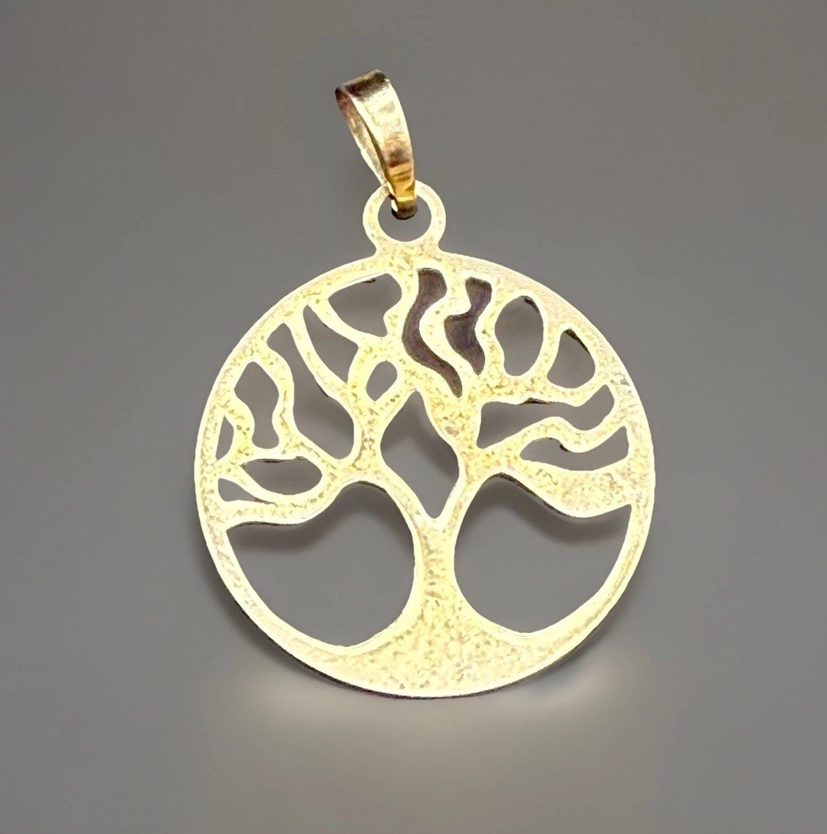 14k Solid Yellow Gold Family Tree of Life Charm Pendant Fine Jewelry 2.8cm, 0,9g