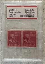 1939 Scott #841 L/P, 2c John Adams Presidential Issue PSE Graded Superb 98 MNH
