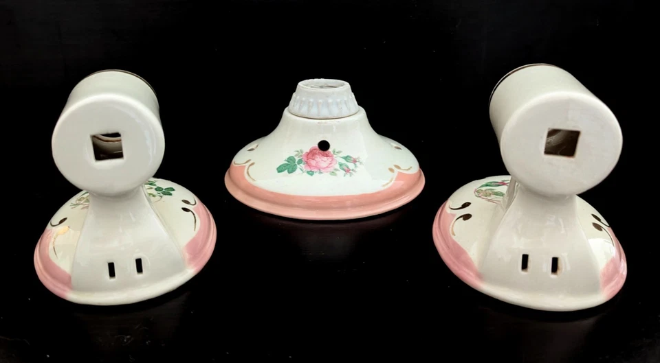 ¡OFERTA!  Apliques de pared eléctricos de porcelana de colección y accesorio de luz de montaje empotrado Rose Buds Foto 3 de 4