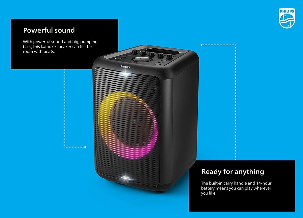 Philips Portable Bluetooth Party Speaker with Party Lights Black