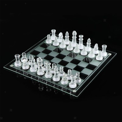 Schachspiel aus Glas Elegante Figuren und Glasbrett Schachspiel Frosted & Clear