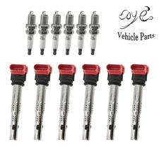 06E905115A 6pcs Ignition Coil and Spark Plug For Audi A6 Quattro 2.8L 3.0L 3.2L