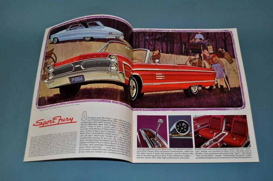 Folleto de ventas Plymouth Fury I II III Sport Fury 1966 canadiense nuevo en stock antiguo Foto 2 de 4
