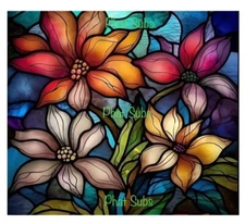 20oz Sublimation Tumbler Wrap Stained Glass Flowers Ready To Press Transfer