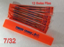 7/32 swiss chainsaw files 12x, dozen with storage box - use on 3/8 pitch