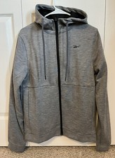 Reebok Men's WOR Melange Double Knit Medium Gray Full Zip Hoodie - Size S NWT