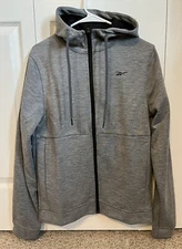 Reebok Men's WOR Melange Double Knit Medium Gray Full Zip Hoodie - Size S NWT
