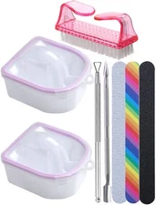 2 Pcs Nail Soak Off Bowl Gel Polish Remover with Cuticle Peeler and Pusher