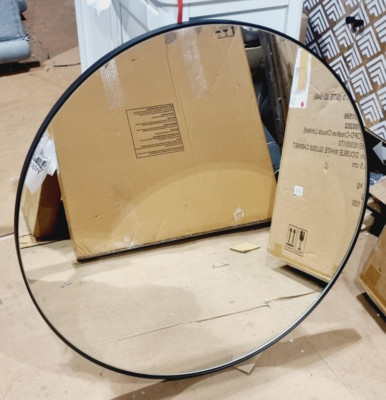 John Lewis Scandi runder Wandspiegel aus Metall, schwarz, 80 cm