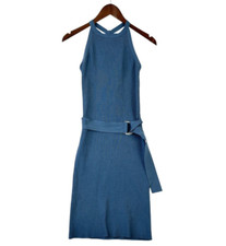 Nwt Revolve Tank Bodycon Dress Fitted S Ribbed Knit High Neck 525 Blue Sexy Mini