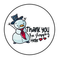 30 THANK YOU FOR SHOPPING HERE CHRISTMAS STICKERS ENVELOPE SEALS LABELS 1.5"