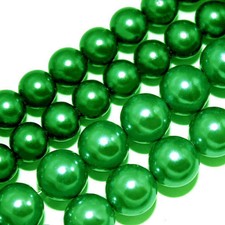 GLASS PEARLS JEWELRY BEADS GREEN COLOR 4MM 6MM FAUX PEARL BEAD 16" STRANDS