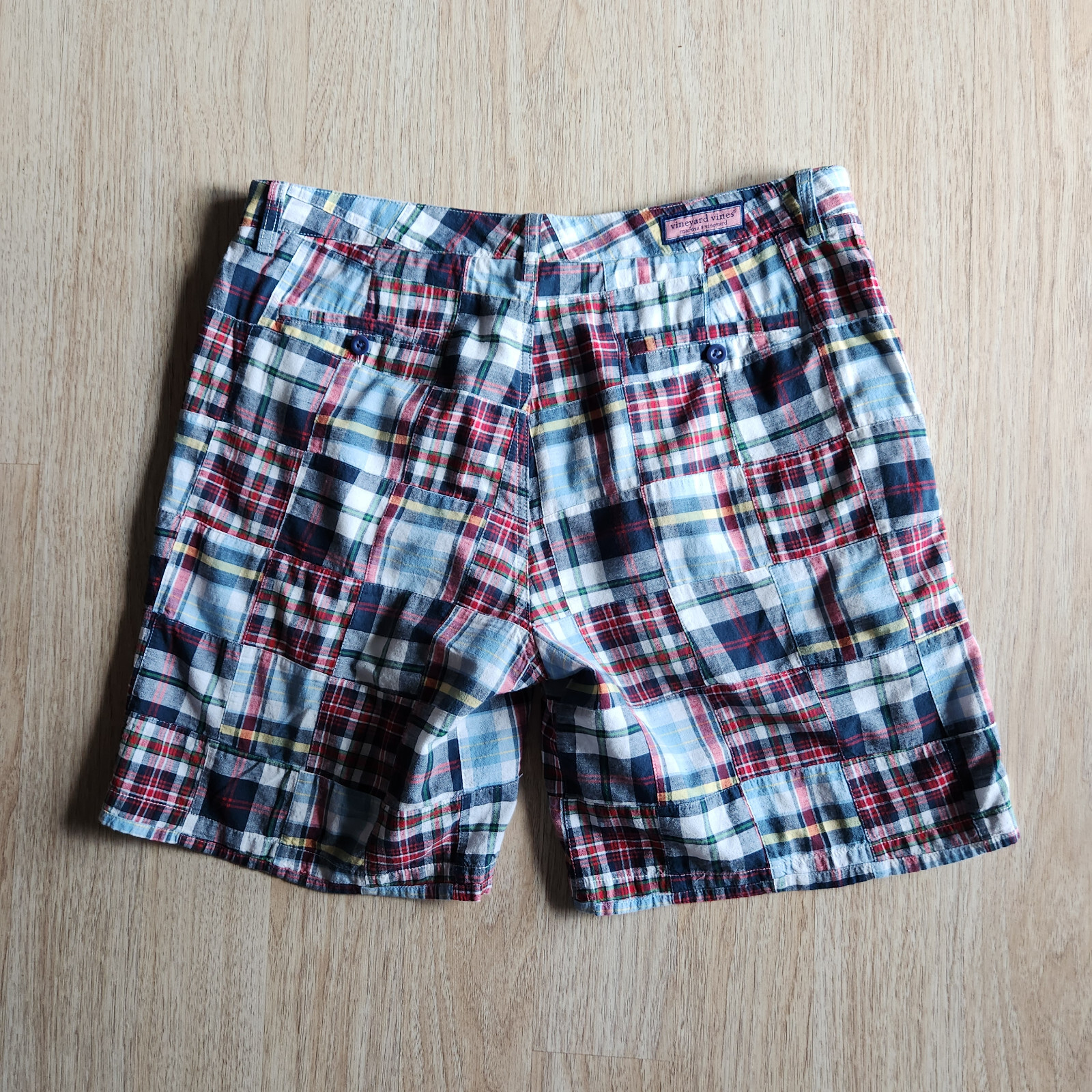 Vineyard Vines Madras Patchwork Plaid Shorts Zip … - image 4