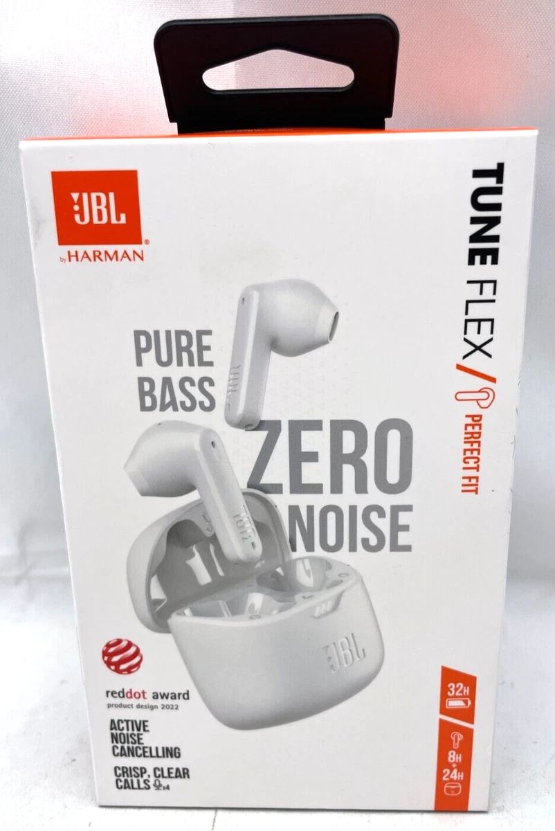 JBL TUNE Flex True Wireless Pure BASS ZERO Noise Cancelling Earbuds - White